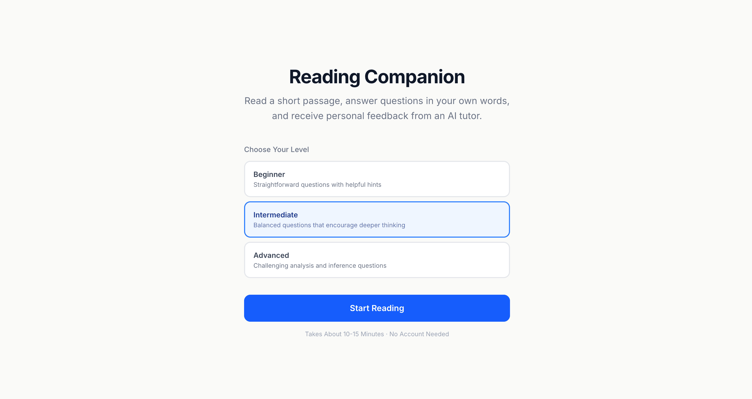 AI Reading Companion project screenshot